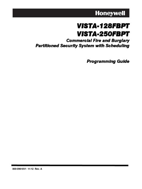 Also for: <b>Vista</b>-250bpt, <b>Vista</b>-128bptsia. . Vista 128fbpt programming guide